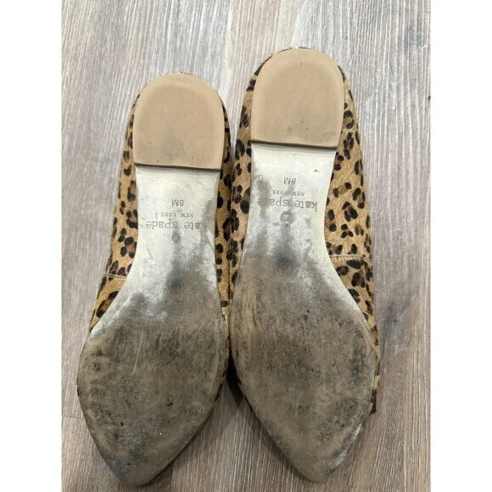 Kate Spade ‎ Calf Hair Leopard Leather Bow Flat 8 Pointed Toe Norah